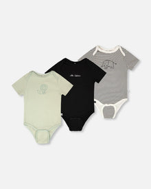 3 Pack Evolutive Organic Cotton Jersey Onesies Sage Green - H30C71_09990