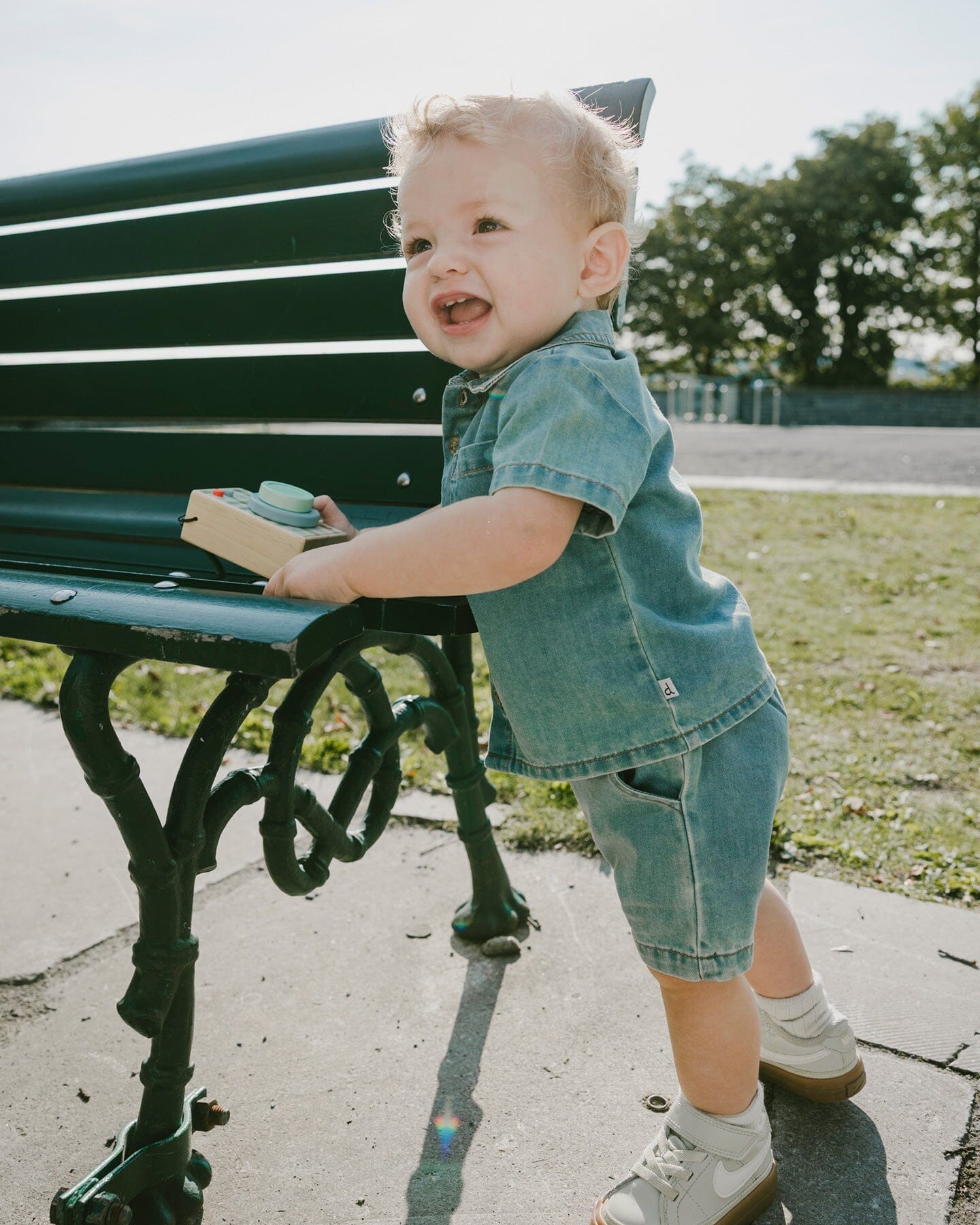 Light Blue Chambray Top And Short Set - H30D10_01250