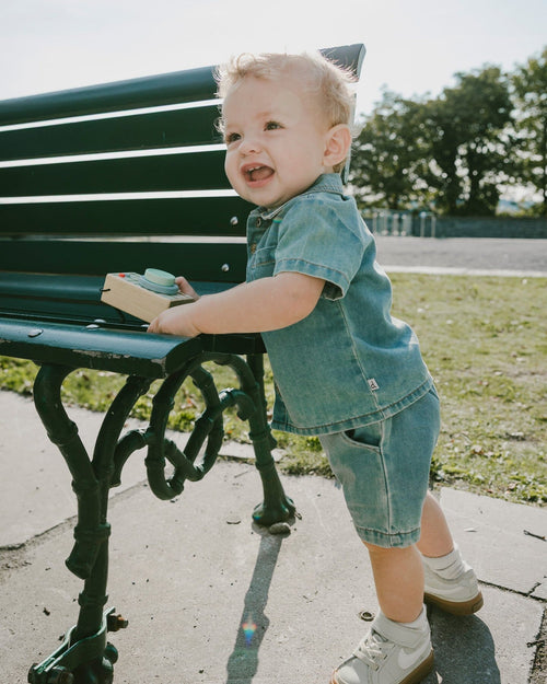 Light Blue Chambray Top And Short Set - H30D10_01250