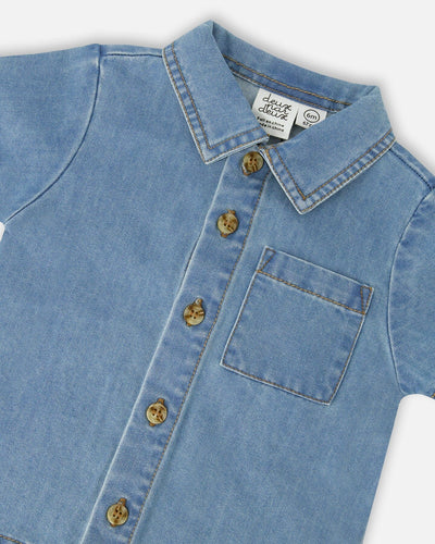 Light Blue Chambray Top And Short Set - H30D10_01250