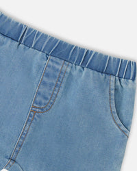 Light Blue Chambray Top And Short Set - H30D10_01250