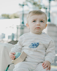 Soft Jersey Sweater And Pants Set White And Grey Stripes - H30D12_3H211