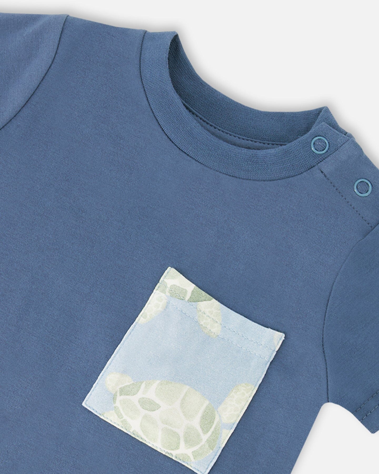 Organic Cotton Jersey T-Shirt And Pants Set Medium Blue And Blue Turtle Print - H30D14_04770