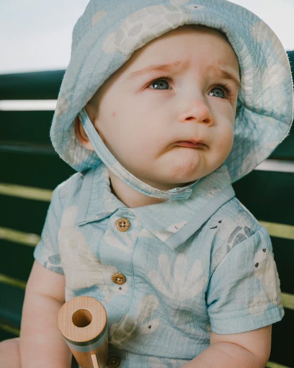 Muslin Romper Blue Turtle Print - H30D41_3H061