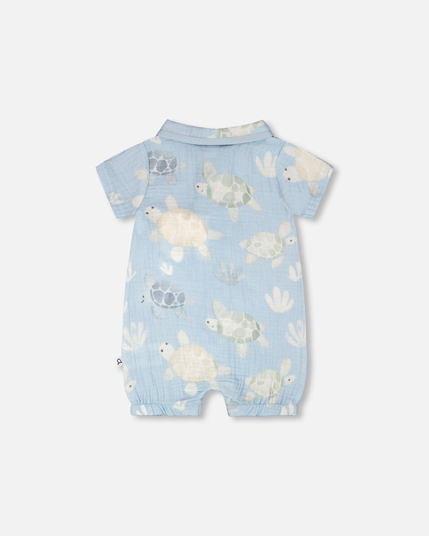 Muslin Romper Blue Turtle Print - H30D41_3H061