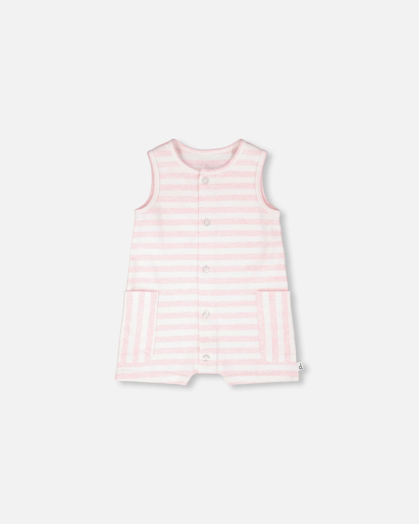 Cotton Striped Romper White And Pink Stripes - H30D42_3H189