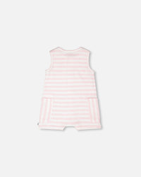 Cotton Striped Romper White And Pink Stripes - H30D42_3H189