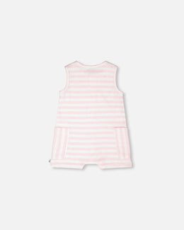 Cotton Striped Romper White And Pink Stripes - H30D42_3H189