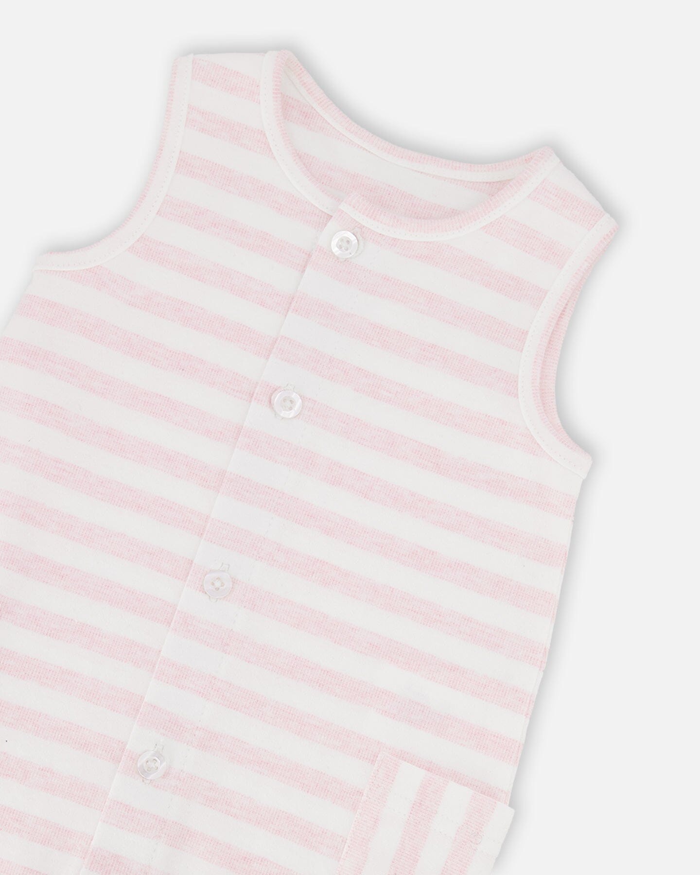 Cotton Striped Romper White And Pink Stripes - H30D42_3H189