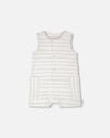 Cotton Striped Romper White And Grey Stripes - H30D42_3H211