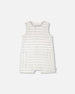 Cotton Striped Romper White And Grey Stripes - H30D42_3H211