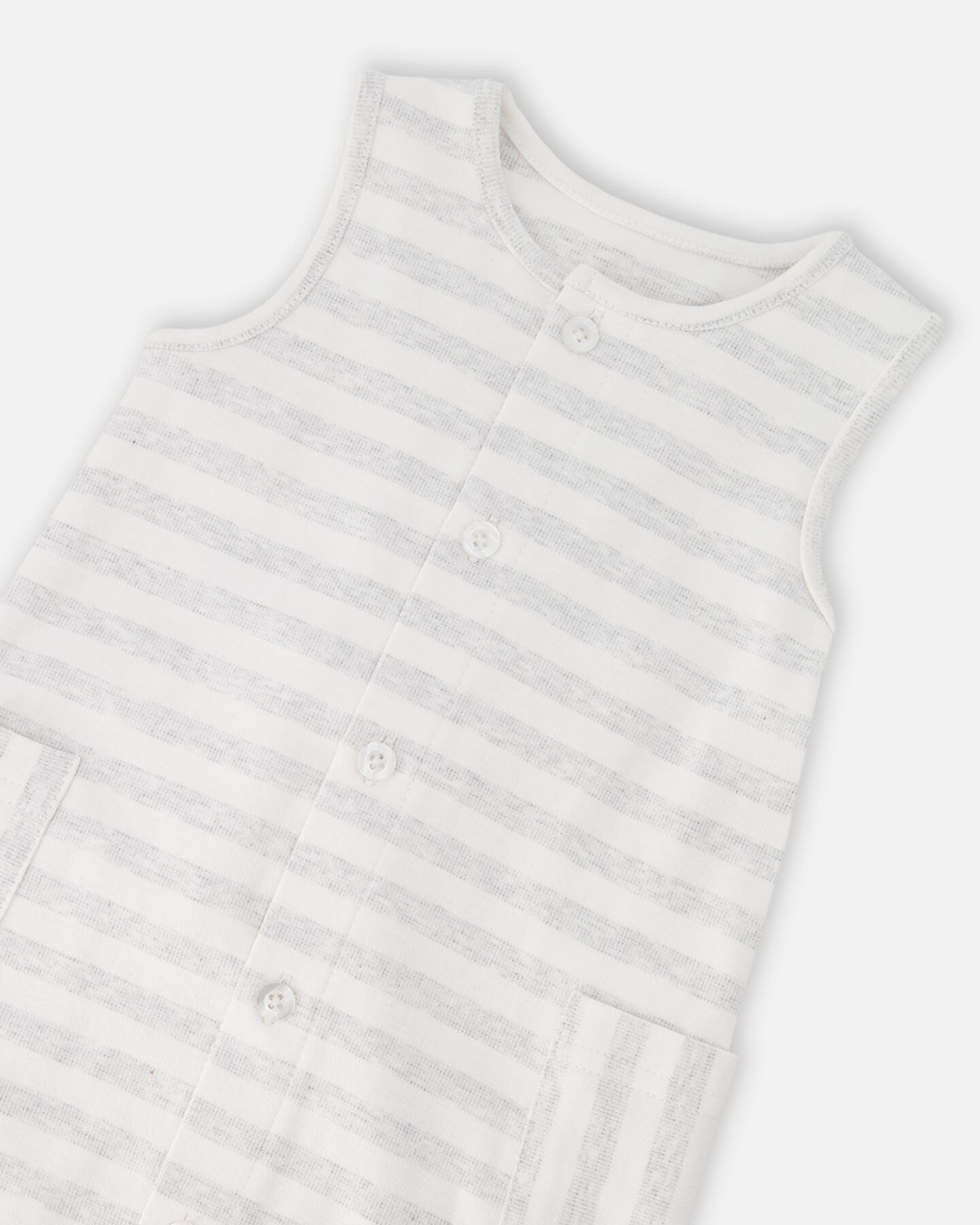 Cotton Striped Romper White And Grey Stripes - H30D42_3H211