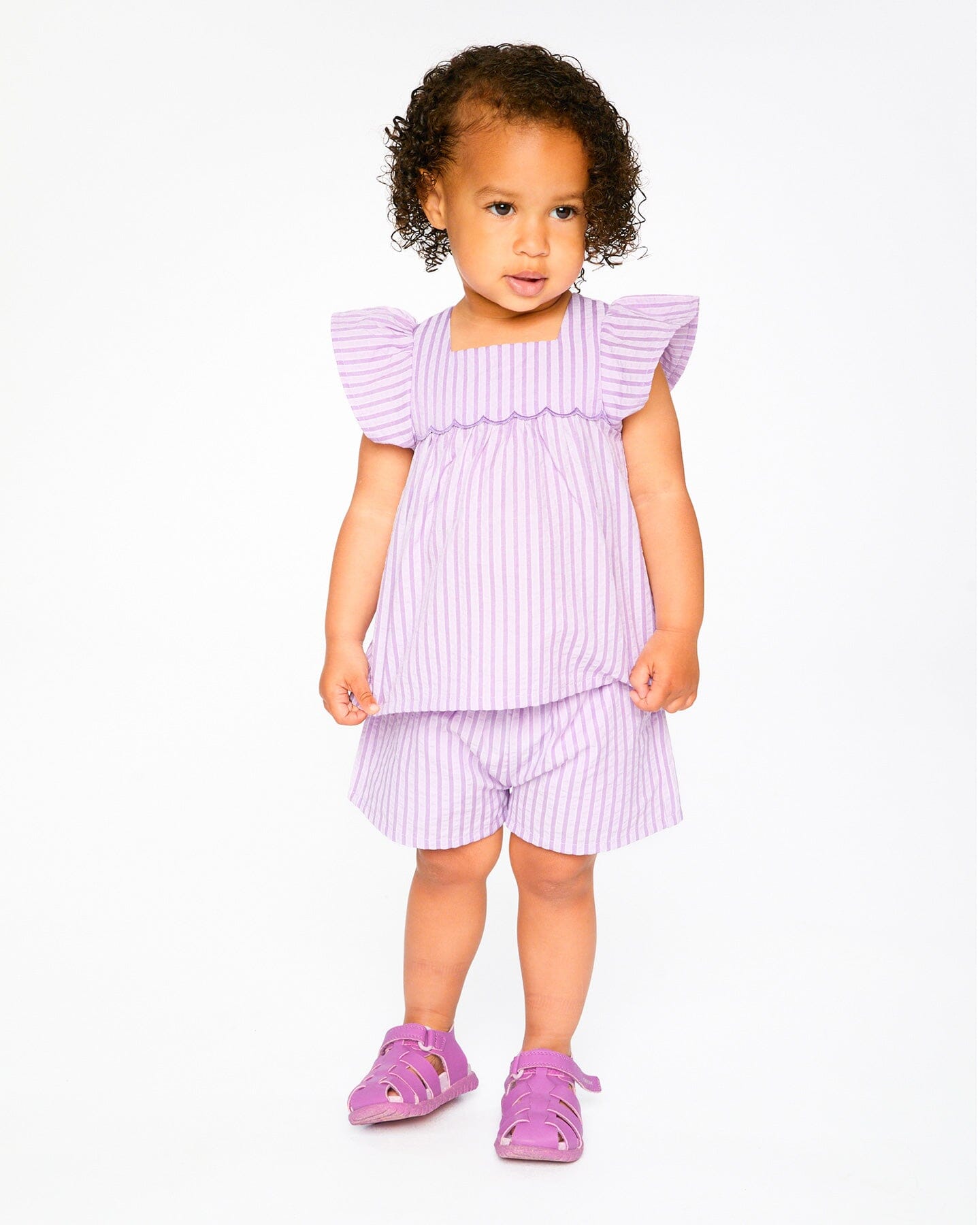 Top And Short Set Lavender Stripes - H30E11_3H108