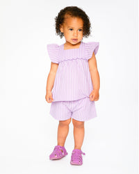 Top And Short Set Lavender Stripes - H30E11_3H108