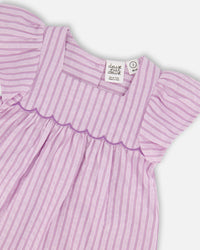 Top And Short Set Lavender Stripes - H30E11_3H108