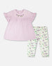 Jersey Tunic And Cotton Capri Set Lavender And Green Printed Flowers - H30E12_05180