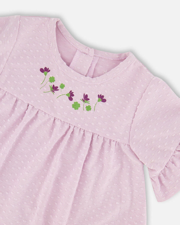 Jersey Tunic And Cotton Capri Set Lavender And Green Printed Flowers - H30E12_05180