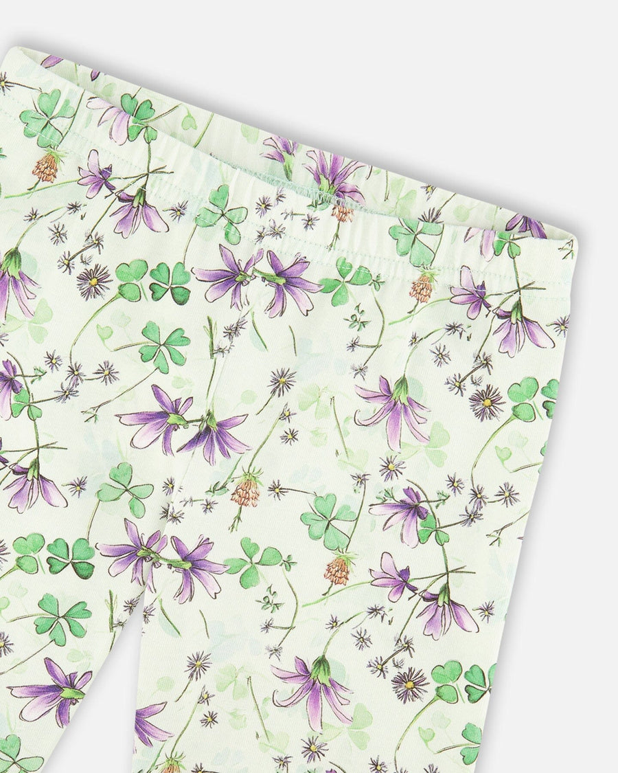 Jersey Tunic And Cotton Capri Set Lavender And Green Printed Flowers - H30E12_05180