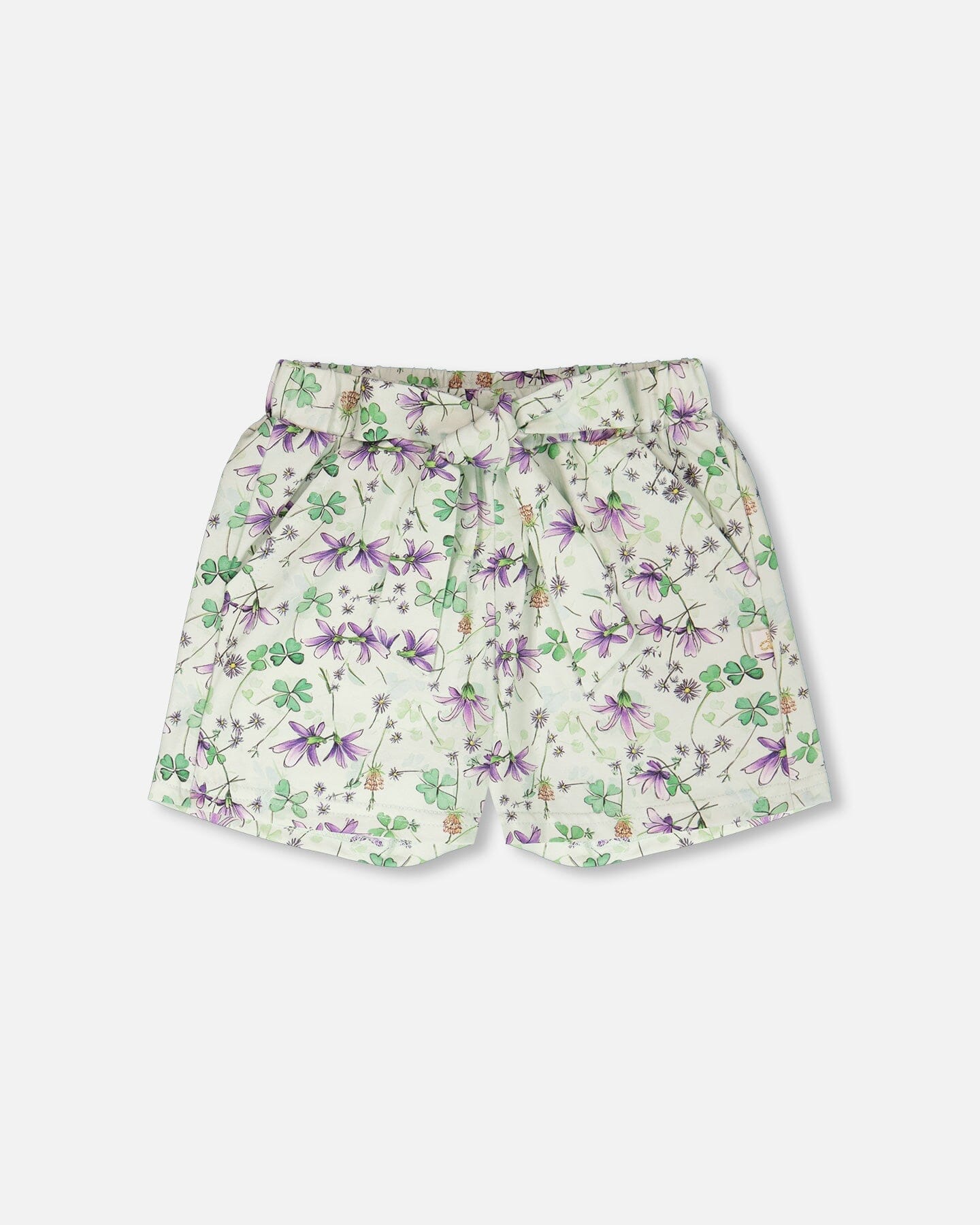 Jersey Shorts Green Printed Flowers - H30E26_3H048
