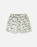Jersey Shorts Green Printed Flowers - H30E26_3H048