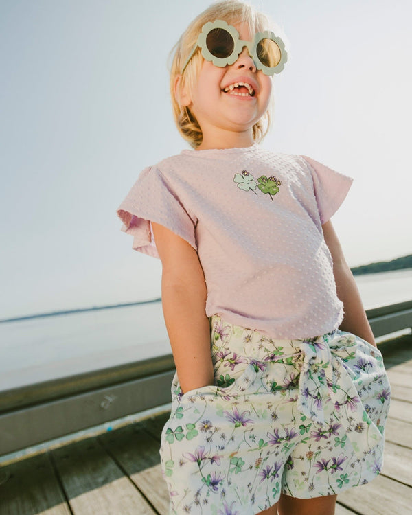 Jersey Shorts Green Printed Flowers - H30E26_3H048