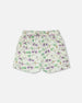 Jersey Shorts Green Printed Flowers - H30E26_3H048