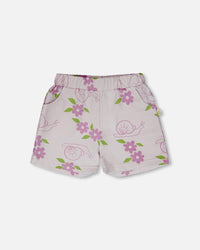 French Terry Shorts Lilac Snails Print - H30E27_3H109