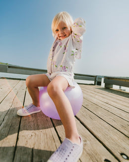 French Terry Shorts Lilac Snails Print - H30E27_3H109