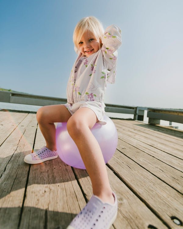 French Terry Shorts Lilac Snails Print - H30E27_3H109