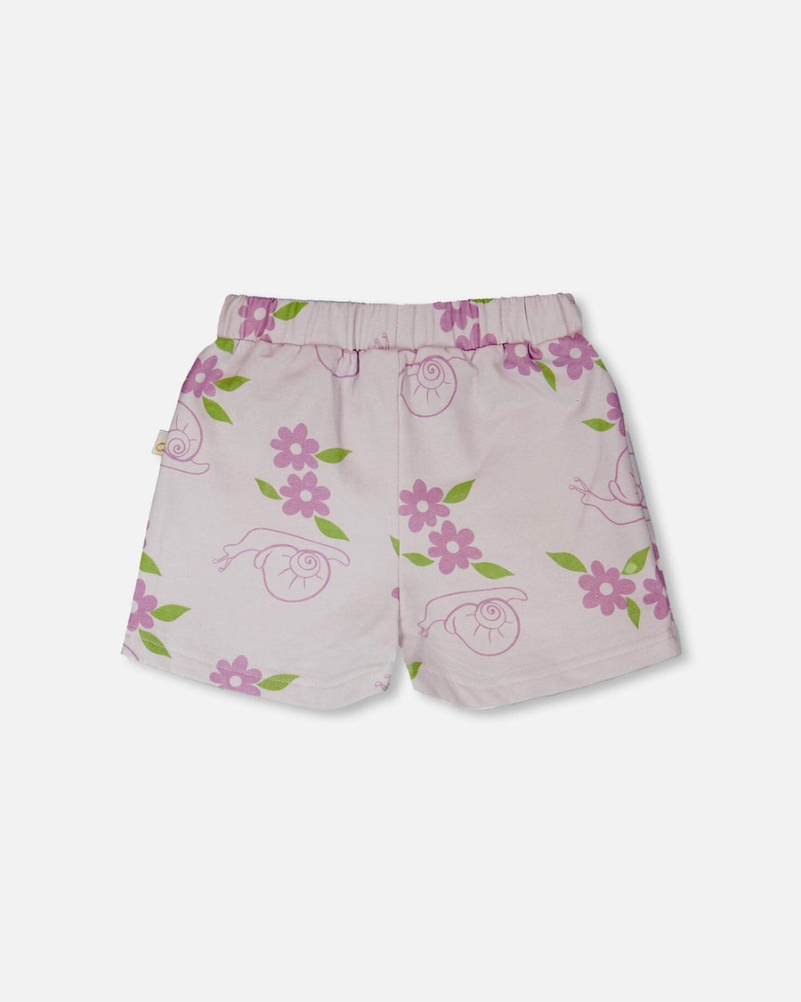 French Terry Shorts Lilac Snails Print - H30E27_3H109