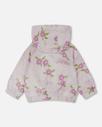 French Terry Hooded Cardigan Lilac Snails Print - H30E30_3H109