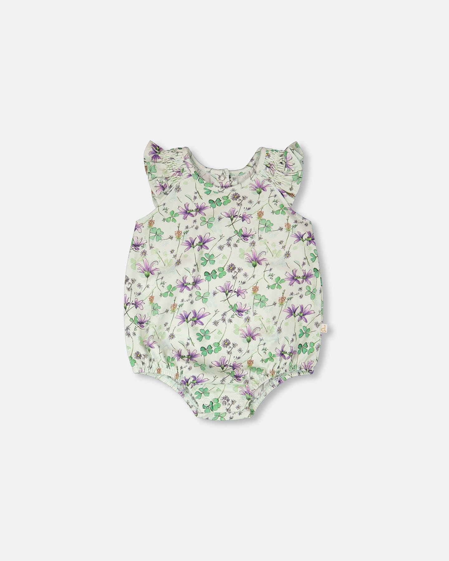 Jersey Romper Green Printed Flowers - H30E41_3H048