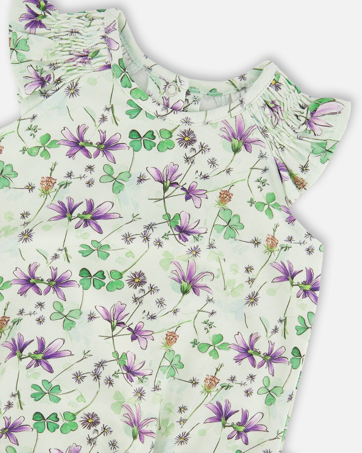 Jersey Romper Green Printed Flowers - H30E41_3H048