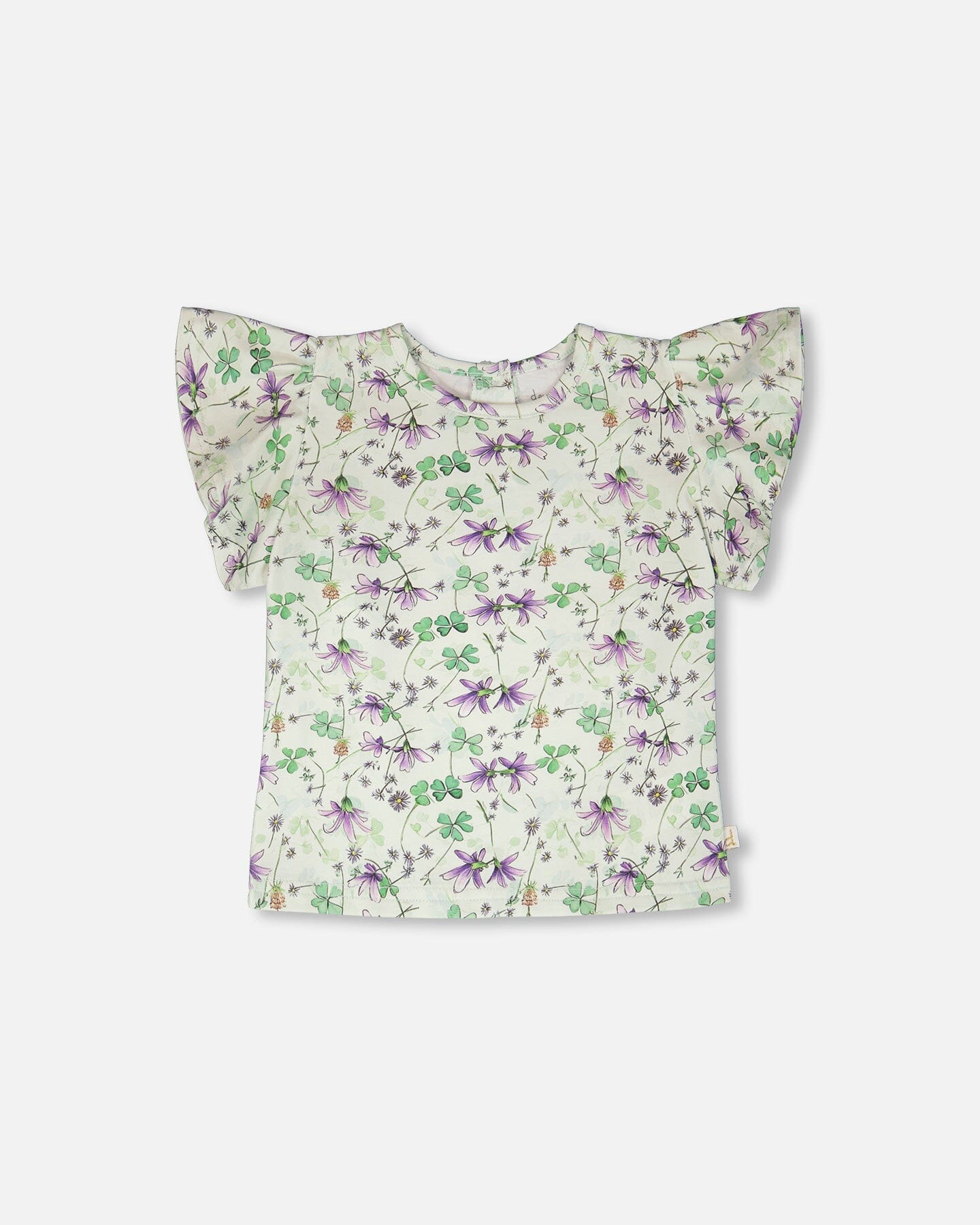 Jersey T-Shirt Green Printed Flowers - H30E70_3H048