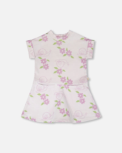 French Terry Dress Lilac Snails Print - H30E85_3H109