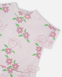 French Terry Dress Lilac Snails Print - H30E85_3H109