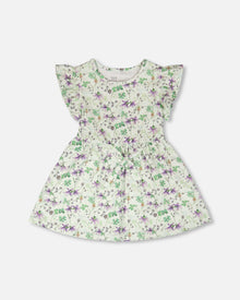 Jersey Dress Green Printed Flowers - H30E87_3H048