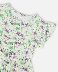Jersey Dress Green Printed Flowers - H30E87_3H048