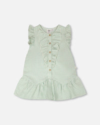 Plaid Poplin Dress Green - H30E88_3H110