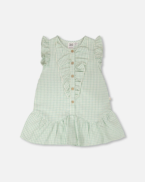 Plaid Poplin Dress Green - H30E88_3H110