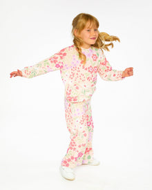 French Terry Pants Pink Printed Flowers - H30F20_3H216