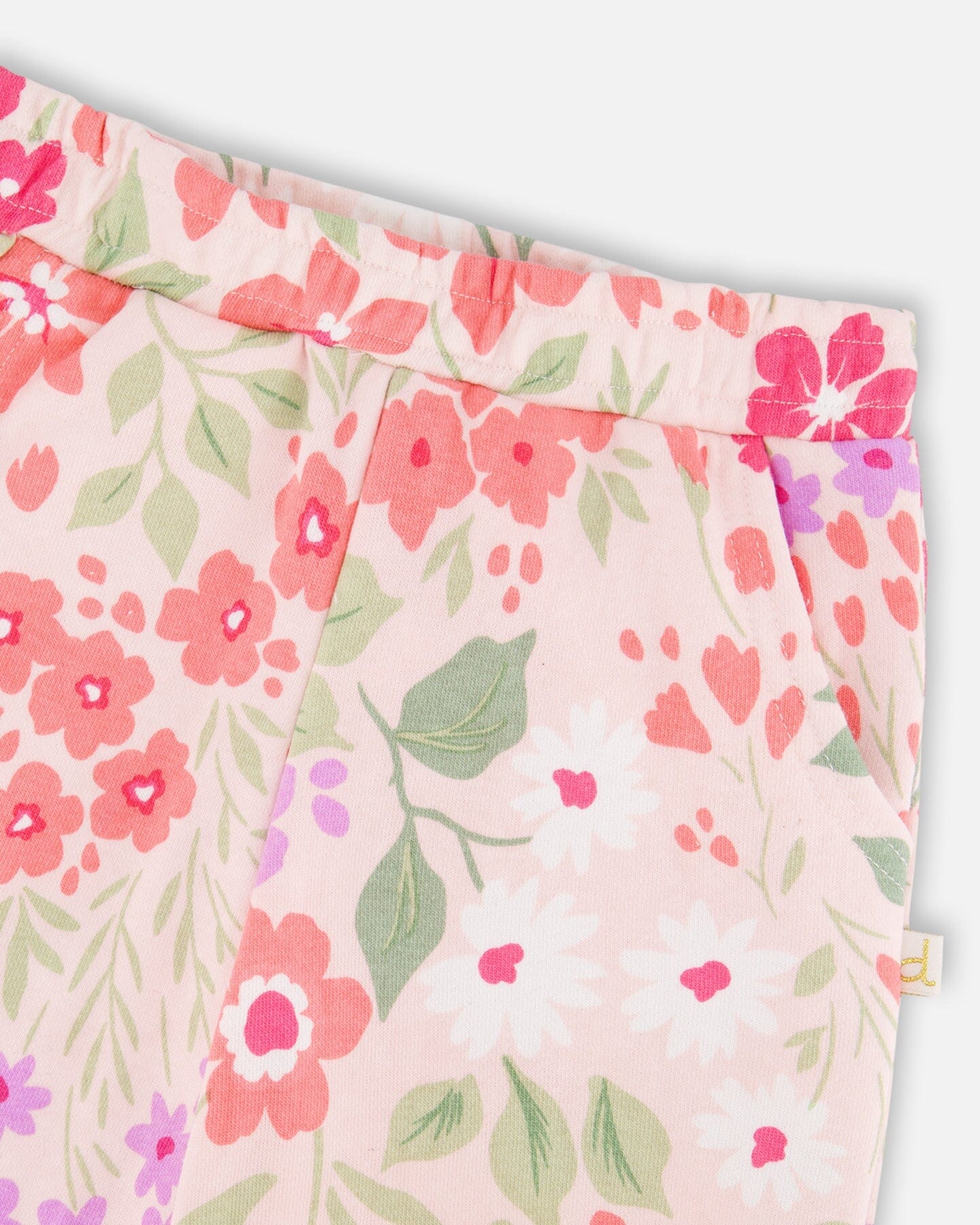 French Terry Pants Pink Printed Flowers - H30F20_3H216