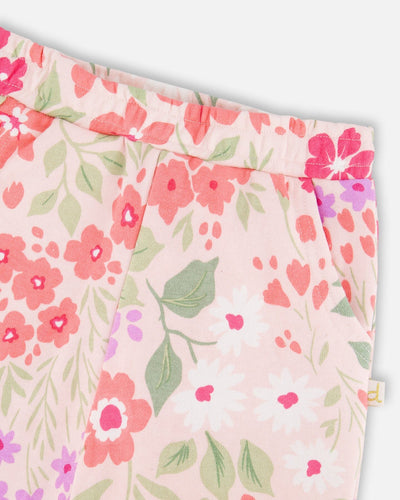 French Terry Pants Pink Printed Flowers - H30F20_3H216