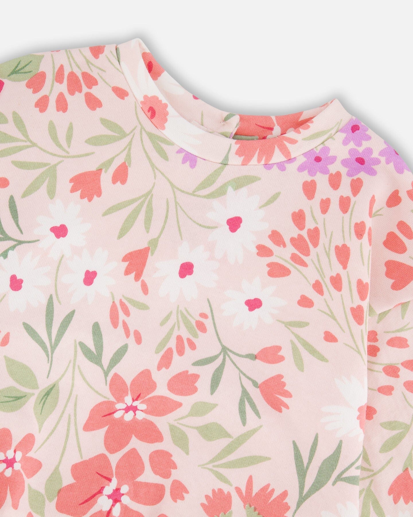 French Terry Sweatshirt Pink Printed Flowers - H30F30_3H216