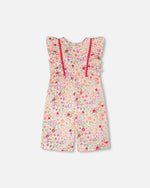 Muslin Jumpsuit Off White Printed Flowers - H30F41_3H050