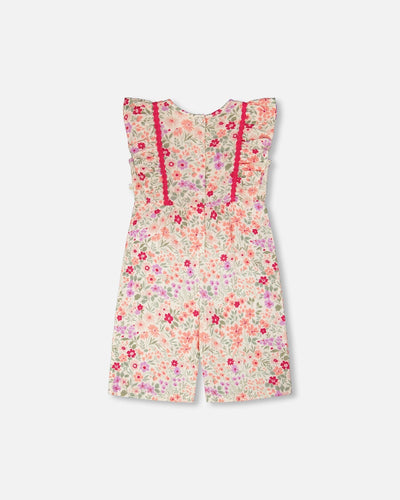 Muslin Jumpsuit Off White Printed Flowers - H30F41_3H050