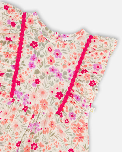 Muslin Jumpsuit Off White Printed Flowers - H30F41_3H050