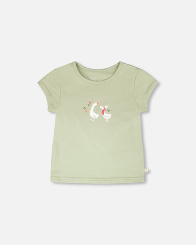 Organic Cotton Jersey T-Shirt Light Khaki Green - H30F70_03910