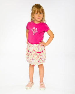 Muslin Skort Off White Printed Flowers - H30F80_3H050