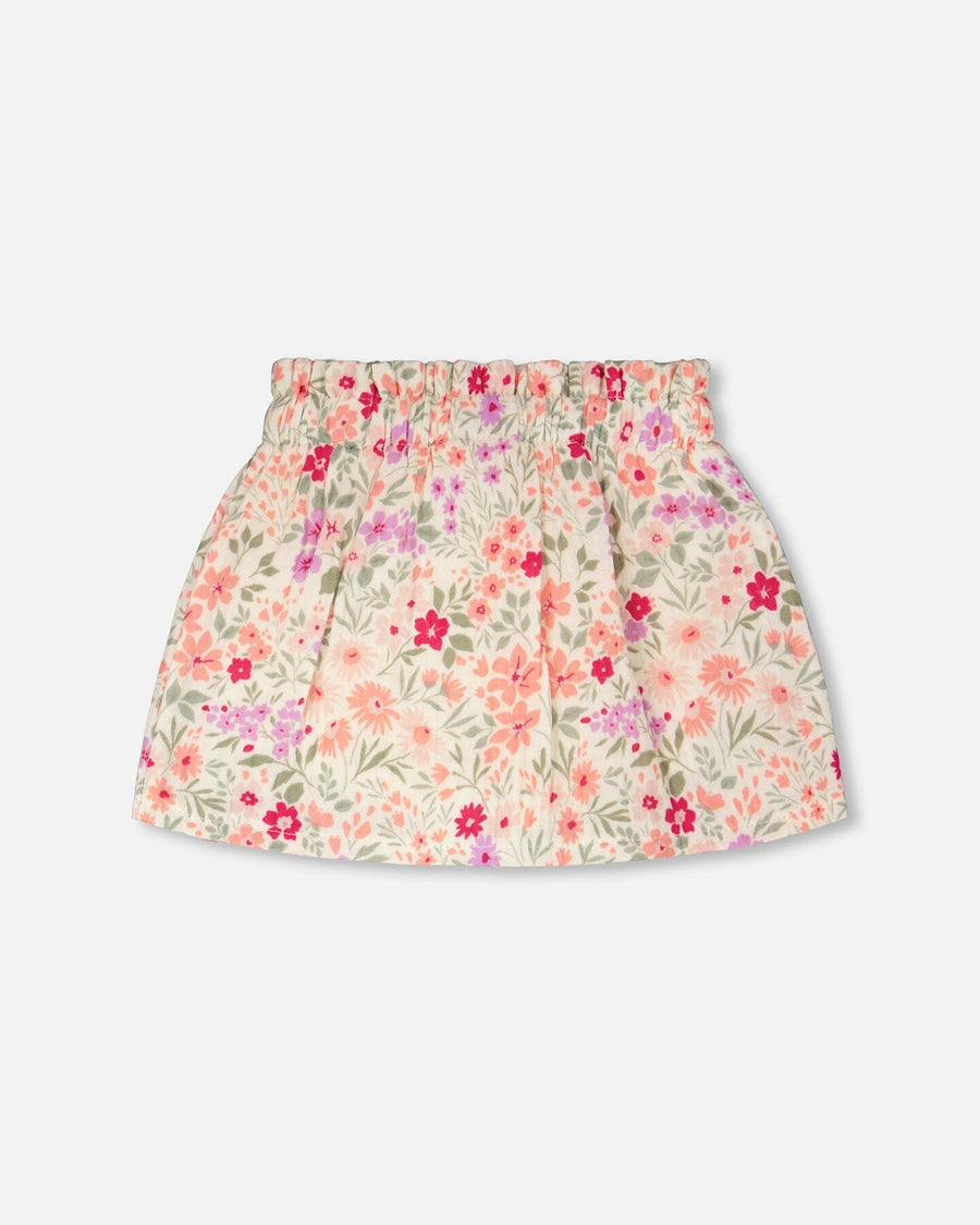Muslin Skort Off White Printed Flowers - H30F80_3H050